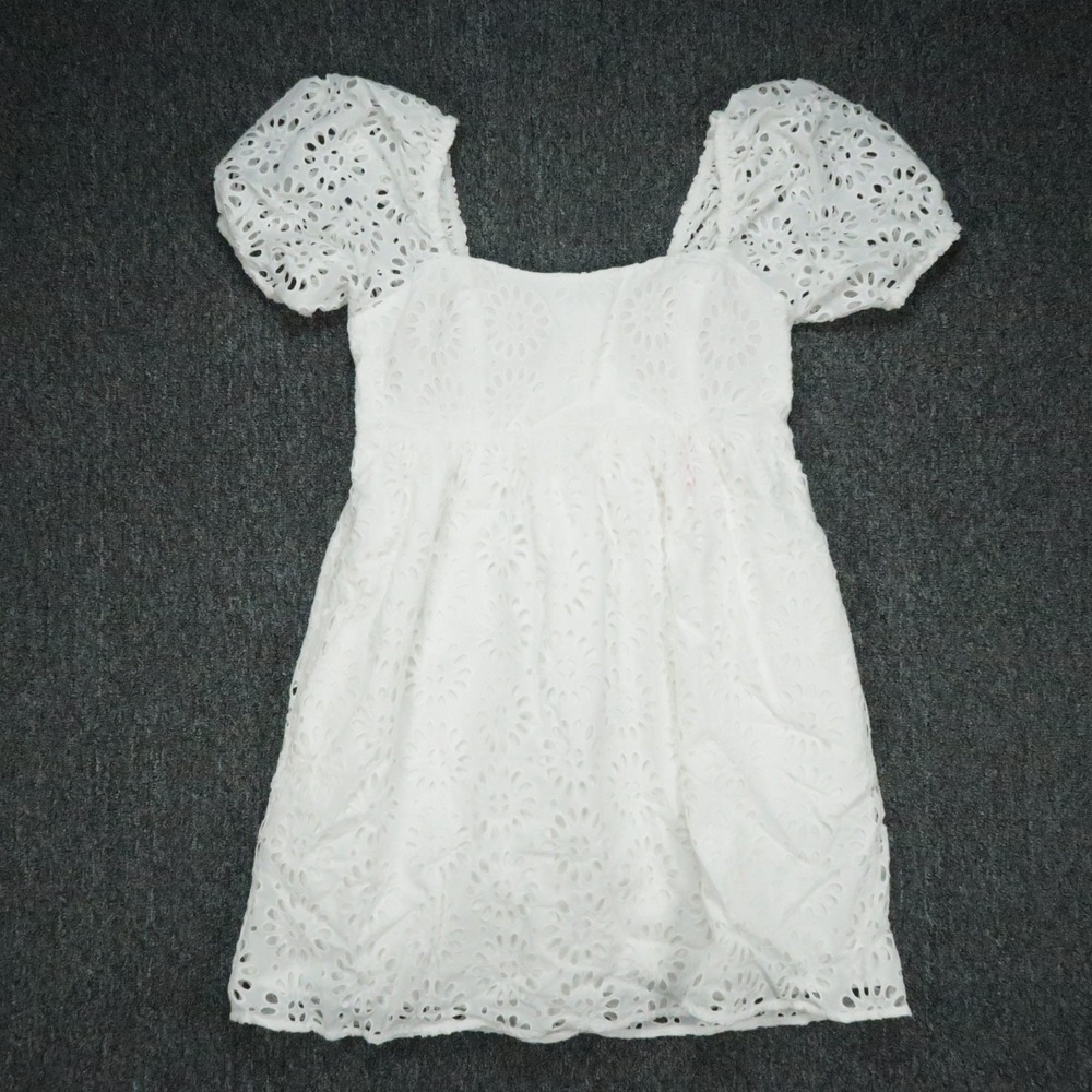 Lilly Pulitzer Dress Womens 10 White Kay Short Sleeve Eyelet Lined